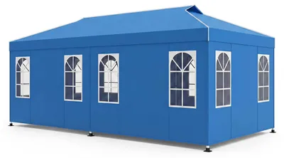 Obrázok produktu pre COSTWAY, skladací pavilón 3x6 m, párty stan s nastaviteľnou výškou, so 6 bočnými stenami a oknami, záhradný stan s ochranou pred slnkom, reflexnými prvkami a taškou