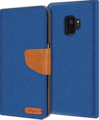 Produktbild von Conie Jeans Style Klapp Tasche für Samsung Galaxy S9 Kartenfach Hülle Rundumschutz in Blau