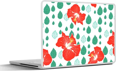Produktbild von MuchoWow® Laptop Aufkleber Sticker Cover Hibiskus - Muster - Hawaii - Blume 30x22 cm - Laptop-Sticker