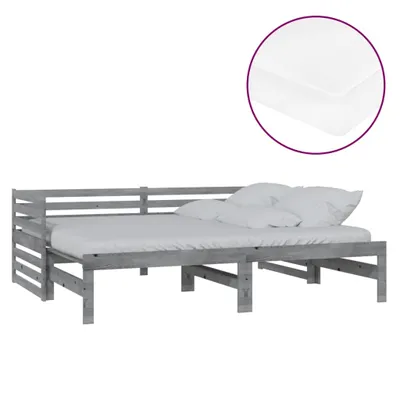 Obrázek produktu pro Výsuvná denní postel 2 × (90x200 cm) šedá masivní borové dřevo
