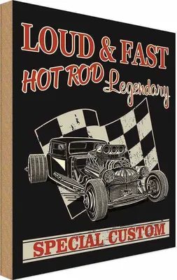 Produktbild von vianmo Holzschild 18x12 cm Auto loud & fast hot rod legendary