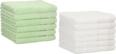 Produktbild von Betz 12 Stück Gästetücher 30x50 cm PALERMO 100% Baumwolle Farbe: weiß und grün