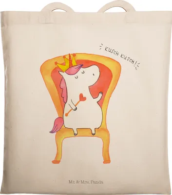 Produktbild von Mr. & Mrs. Panda Beutel Einhorn König - Transparent - Geschenk, Bundeskanzler, Shopping Tasche, Präsident, Unicorn, Laptoptasche, Tote Bag, Krone, Stoffbeutel