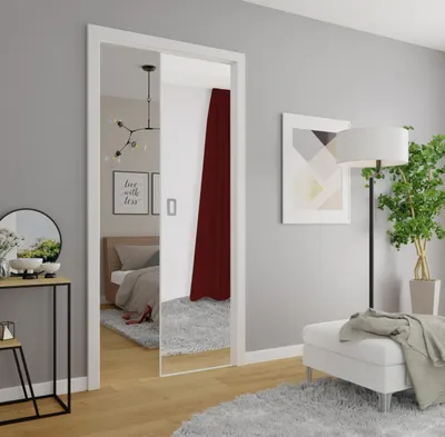 Produktbild von KIER FURNITURE Schiebetüren Evo Mirror + Kassette und Rahmen 70cm, Weiß