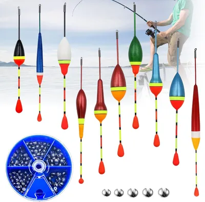Imagen del producto de Set de 205 flotadores, 5 tamaños, flotadores para pesca de truchas, accesorios para pesca