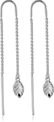 Produktbild von viva-adorno Damen Ohrringe Durchzieher Blätter Ketten Ohrhänger echt 925 Sterling Silber Z542.1 Blatt