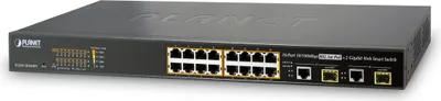 Zdjęcie produktu dla PLANET FGSW-1816HPS, Zarządzany, L2, Fast Ethernet (10/100), Obsługa PoE, Możliwości montowania w stelażu