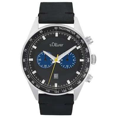 Produktbild von s.Oliver Herren Uhr Armbanduhr Chronograph Leder 2033495