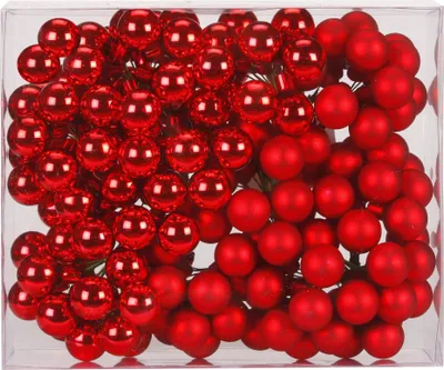 Produktbild von Spiegelbeeren Glas 2cm, 144 Stück, Farbe:Rot glanz / matt