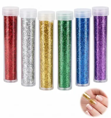 Glitterset 6er-Pack, feines Glitterpulver & Gel, staubfrei