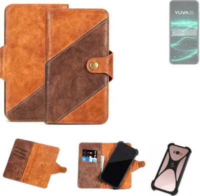 Produktbild von K-S-Trade Handyhülle Schutzhülle Bookstyle Case Wallet-Case kompatibel mit Lava Yuva 5G Cover Klapphülle Kantenschutz Smartphone dunkelbraun braun
