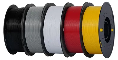 Produktbild von KINGROON PETG 3D Drucker Filament 5 kg, 1,75 mm, Mehrfarbig (Schwarz/Weiß/Grau/Rot/Gelb), Hochfest, für FDM 3D Drucker