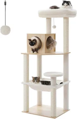 Produktbild von Moderne 78cm Katzenkratzsäule mit Plüschhöhle für kleine Katzen