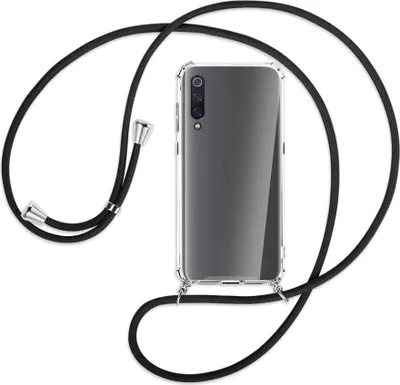 Produktbild von Handykette Backcover-Schutzhülle mit Band (Metall silberfarben) für Xiaomi Mi 9 / Mi 9 Explorer - schwarz