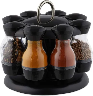 Produktbild von STILVORA Gewürzglas 8er Drehbarer, Küchen Gewürzgläser Drehkarussell Salz Pfeffer Kräuter Aufbewahrung Box Organizer, Gewürzglas-Set
