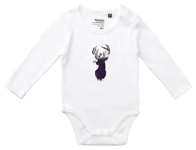 Produktbild von Huuraa Baby Body Hirsch Silhouette 62 White  Baumwolle Fairtrade Langarmbody Geschenkidee