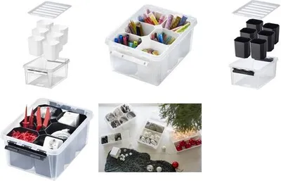 Produktbild von SmartStore Aufbewahrungsboxen 14 L - mit 6 Einsätzen - mit Deckel und Clipverschluss weiss- BPA-frei und lebensmittelecht - 21 x 17 x 11 cm