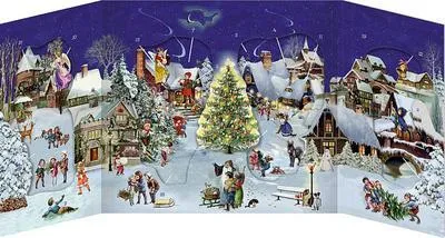 Produktbild von Winterabend im Dorf - Nostalgischer Schiebekalender