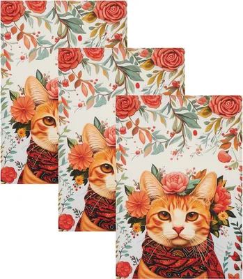 Produktbild von Kracht 3er Pack Baumwoll Frottier Geschirrtücher Katzendiva 50x70 cm