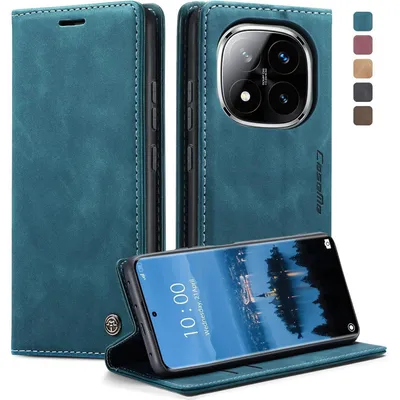 Immagine prodotto di Custodia a libro in pelle per Xiaomi Redmi Note 14 Pro 5G / Pro Plus 5G, colore blu-verde