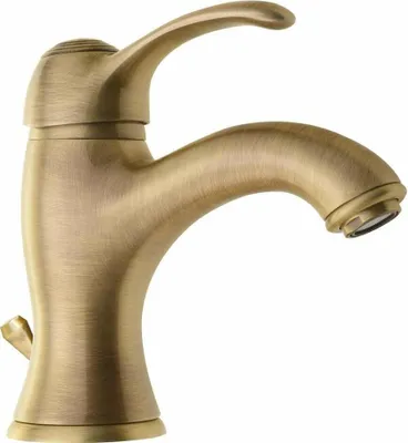 A close-up studio shot of a single bronze-colored faucet against a white background.