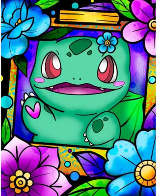 Image de Tableau par numéros avec cadre Tableau Pokemon Bulbasaur 40x50 cm