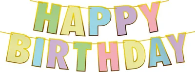 Image de Guirlande en papier « Happy Birthday », longueur 5 m, hauteur 20 cm, 1 pièce.