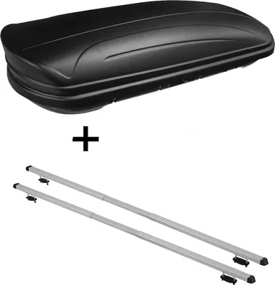 Produktbild von Dachbox VDPMAA320 320Ltr abschließbar schwarz matt + Dachträger RAPID kompatibel mit für Land Rover Freelander 1 (5Türer) 96-06
