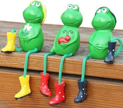 Obrázok produktu pre 3-dielna sada žabích dekorácií - Závesné žaby do záhrady - Mini dekorácie do jazierka - Figúrky žiab odolné voči poveternostným vplyvom