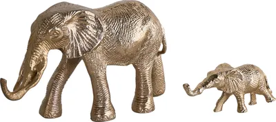Produktbild von BELIANI Dekofiguren 2er Set Gold Aluminium Handgefertigt Elefanten Form Tier Glamouröser Stil Akzentstück Dekoration