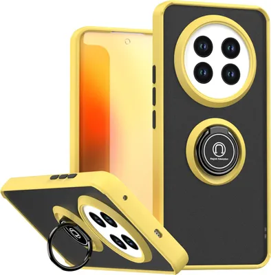 Produktbild von Hülle für Realme 13 Pro/Realme 13 Pro+ 5G Matte Transluzent TPU Stoßfest Schutzhülle mit Ring Halter Ständer Gelb