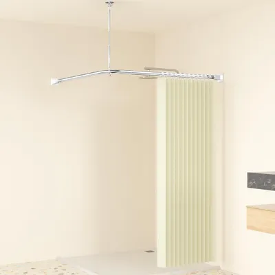 Duschvorhangstange L-Form 95x95 cm, Edelstahl, inkl. 12 Ringen