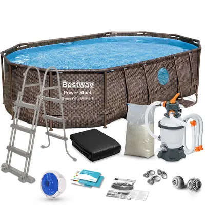Produktbild von Rahmen-Gartenpool 488 x 305 x 107 cm 12-in-1 Bestway 56946