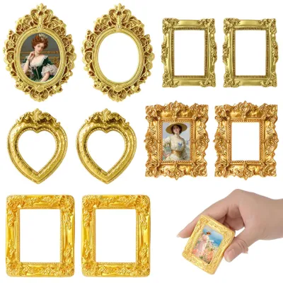 Mini-Fotorahmen Vintage, gold, 10 Stück, 5 Stile, Barock