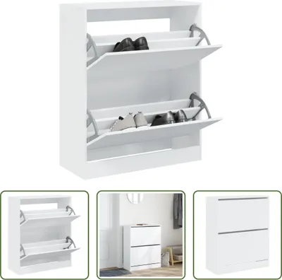Obrázek produktu pro The Living Store botník bílý 80x34x96,5 cm materiál na bázi dřeva