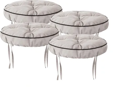 Produktbild von sada 4 polštářků na židle 38x38 cm - Pohodlný polštářek 10 cm na židli, lavici a stoličku - Čalouněný polštářek na židle a lavice Béžová Fancy