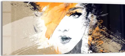 Produktbild von DEQORI Glasbild Echtglas 125x50 cm 'Abstraktes Gesicht' Wandbild Bild modern Deko