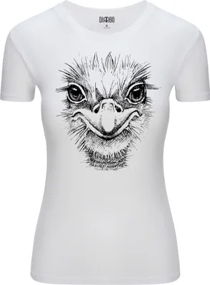 Produktbild von Diarbo Damen T-Shirt mit Tierliebhaber Druck Straußenkopfskizze Weiß Gr.XXL