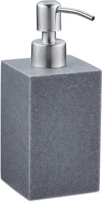 Produktbild von Seifenspender – 300 ml – Nachfüllbar – Badezimmer – Küche – Seifenspender – Rechteckig – Polyresin – Edelstahl – Grau