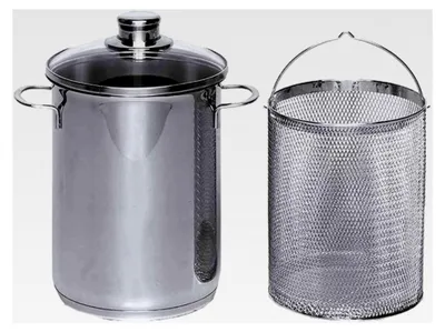 Produktbild von Spargeltopf/Spaghettitopf mit Siebeinsatz, 16 cm Durchmesser, 4,2 l, Edelstahl, Silber