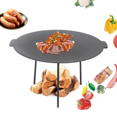 Obrázek produktu pro Grilovací pánev Ø 44 cm kulatá litinová pánev s 3 nohami na grilování
