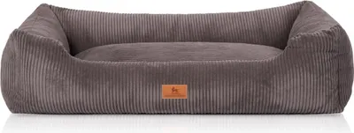 Produktbild von Knuffelwuff Hundebett aus Cord mit Handwebcharakter Olivia braungrau S