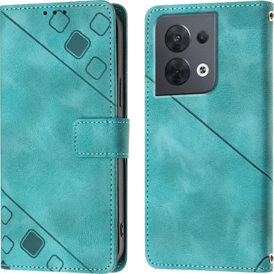 Produktbild von Hülle für OPPO Reno8 5G Prägung Flip Leder Brieftasche Schutzhülle mit Ständer Grün