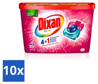 Produktbild von 10 x Dixan 4-in-1 Power-Caps Color Wasmittel-Caps für Bunte Wäsche - Vorteilspackung - 10 Stücke