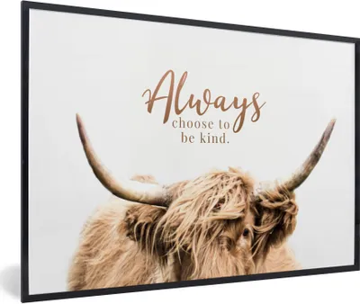 Produktbild von MuchoWow® Gerahmtes Poster Schottischer Highlander - Zitat - Tier 90x60 cm - Poster mit Schwarzem Bilderrahmen Wandposter Rahmen Foto Bilder - Fotorahmen - Foto-Plakat