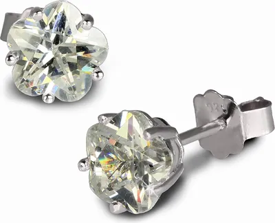 Produktbild von SilberDream Ohrstecker Damen Silber weiß Blume Zirkonia Ohrringe 6mm SDO736W