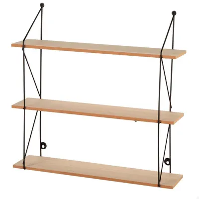 Image de Étagère murale Max Home en bois 50 x 12 x 49 cm, 3 tablettes, marron  Marron, taille unique