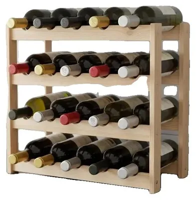 Imagen del producto de Estantería para vinos, con capacidad para 16 botellas, diseño moderno, fabricada en madera de pino, color beige