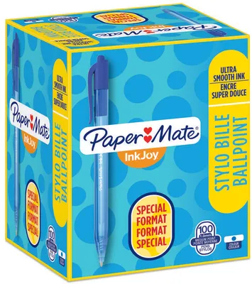 Produktbild von Paper Mate InkJoy 100RT Retractable Kugelschreiber | mittlere Spitze (1,0 mm) | Blau | 100 Stück