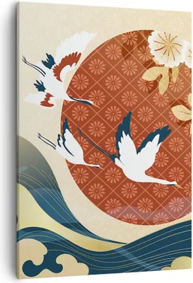 Produktbild von Bild auf Leinwand - Leinwandbild - Einteilig - Reiher Sonne Meer - 50x70cm - Wand Bild - Wanddeko - Wandbilder - Leinwanddruck - Kunstdruck - Wanddekoration - Leinwand bilder - Wandbild - PA50x70-4821